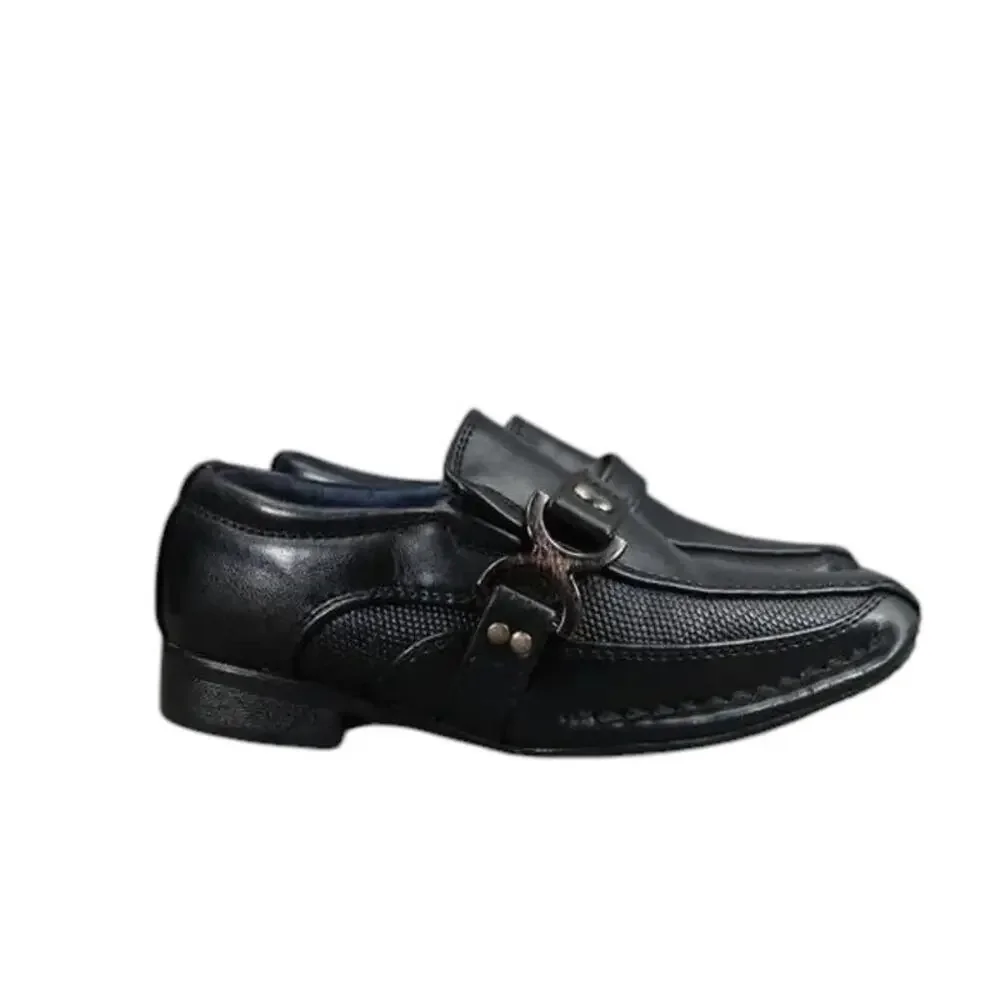 Bonafini Shoes Kids 7 Dress Loafers Slip On Leather Black Classic Toddler Boys